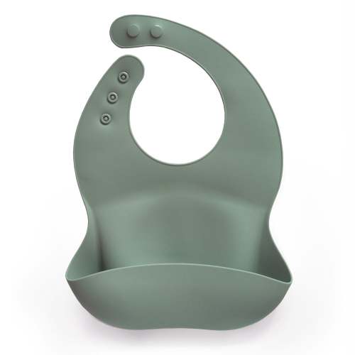 Silicone Baby Bib with Snaps - Sage