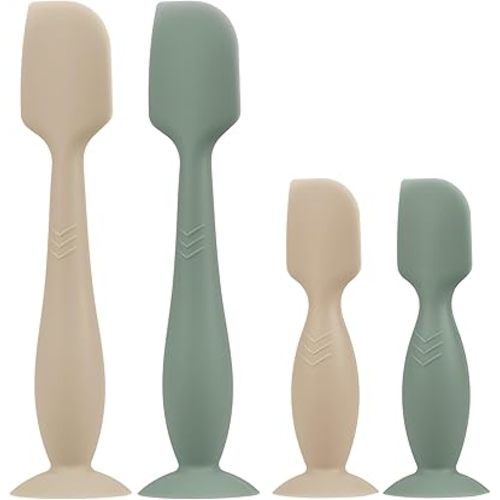 Baby Butt Paste Spatula - 4 Pack Diaper Cream Spatula Applicator Silicone Baby Butt Paste Spatula for Babies, Newborn, 2 x Large Size, 2 x Small Size (Sage/Natural)