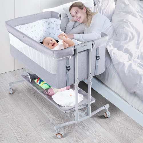 TEAYINGDE Baby Bassinet Bedside Sleeper Bassinet For 0-6 months Baby Unisex (Light Grey)