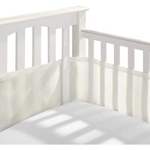 BreathableBaby Breathable Mesh Liner for Full-Size Cribs, Classic 3mm Mesh, Natural Ecru (Size 4FS Covers 3 or 4 Sides)