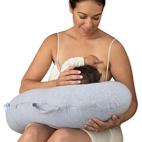 Pharmedoc Nursing Pillow for Breastfeeding, Large Size Breastfeeding Pillows for More Support for Mom and Baby, Bottle Feeding Ergonomic Design and Removable Cotton Cover, Grey