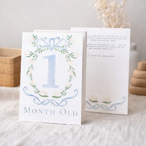 Blue Baby Milestone Scripture Cards For Memory Keeping/ Baby Book
