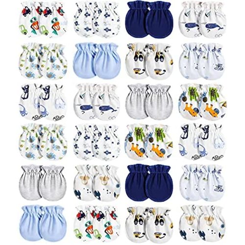 Geyoga 24 Pairs Newborn Baby Mittens No Scratch Mittens Soft Elastic Infant Baby Gloves for 0-6 Months