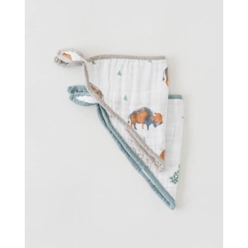 Little Unicorn Cotton Muslin Bandana Drool Bib 2 pack - Bison