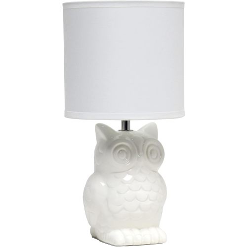 Simple Designs LT1136-OFF 12.8" Tall Contemporary Ceramic Owl Bedside Table Desk Lamp w Matching Fabric Shade for Home Decor,Bedroom, Nightstand, Living Room, Entryway, Kids' Room, Nursery, Off White