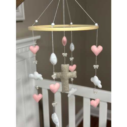 Baby crib mobile, baby shower, Christian baby gift, nursery decor, baby room decor, baby girl gift, girl room decor, Christian crib mobile