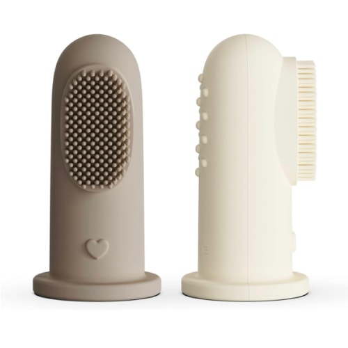 Amazon.com : Moonkie Baby Toothbrush Finger Toothbrush Oral Cleaner Kit for 3 Months +, 2 Pcs (Warm Taupe/Ivory) : Health & Household