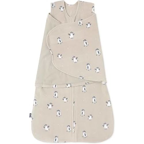 HALO Micro-Fleece Sleepsack Swaddle, 3-Way Adjustable Wearable Blanket, TOG 3.0, Penguin Pals, Small, 3-6 Months