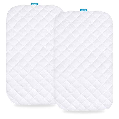 Waterproof Bassinet Mattress Pad Cover Fit for KoolerThings (3 in 1) Baby Bedside Bassinet, 2 Pack, Ultra Soft Viscose Made from Bamboo Terry Surface, Breathable and Easy Care