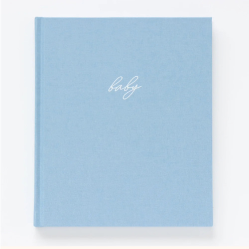 Linen Baby Book - Blue