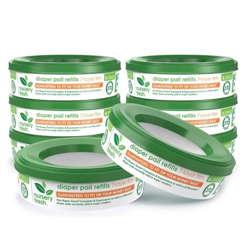 Nursery Fresh® Refill Rings for Munchkin® and Diaper Genie Diaper Pails, Holds up to 2,176 Newborn Diapers, 8 Pack