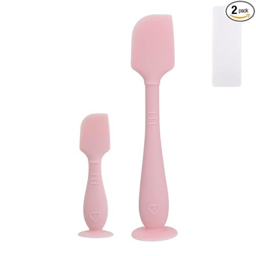 2pcs Baby Diaper Cream Spatula with Travel Case, 2 Sizes Soft Flexible Silicone Butt Paste Applicator Baby Diaper Rash Cream Spatula Bum Brush for Newborn (Pink)