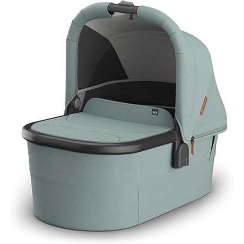 UPPAbaby Bassinet V3 - Compatible with Vista, Cruz, Ridge, Minu Strollers - Overnight Sleep Solution - Mattress, Sheet and Bug Shield Included - Kenzi (Mystic Aqua/Carbon Frame)