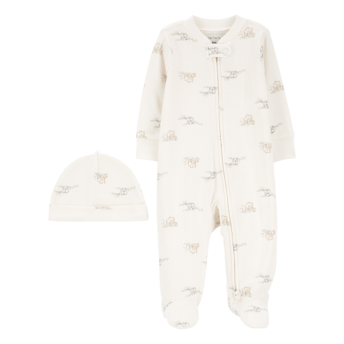 Baby 2-Piece 2-Way Zip Elephant Cotton Sleep & Play Pajamas & Cap Set - Carter's | Carter's