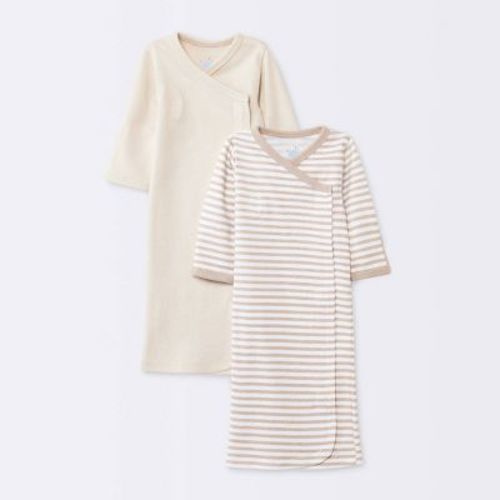 Baby 2pk Cotton Gown - Cloud Island™ Khaki Preemie