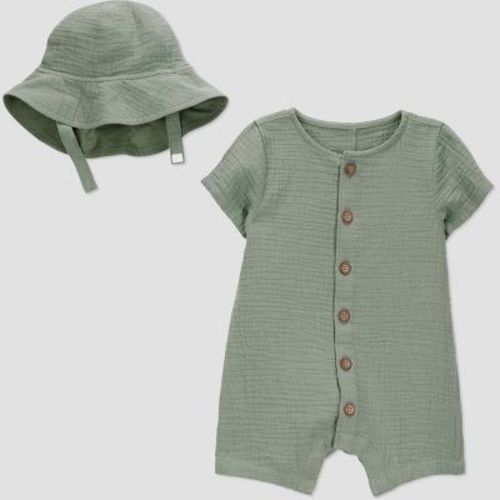 Carter's Just One You®️ Baby Boys' Gauze Romper With Hat - Green Newborn