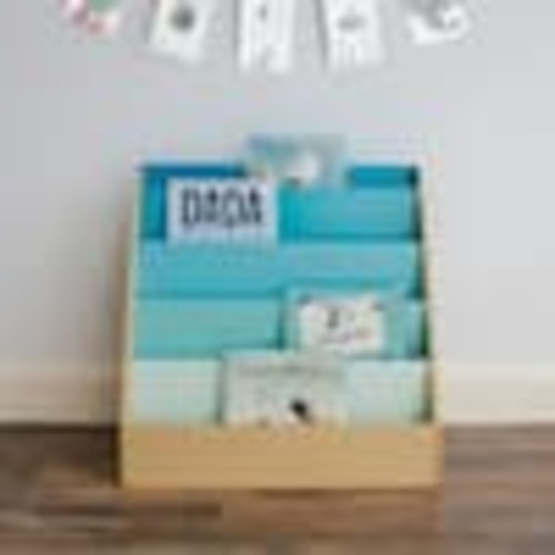 Humble Crew Skylar Children's Wooden Bookcase Storage Rack with 5 Tiers, 24 in. W, Natural/Aqua WO723