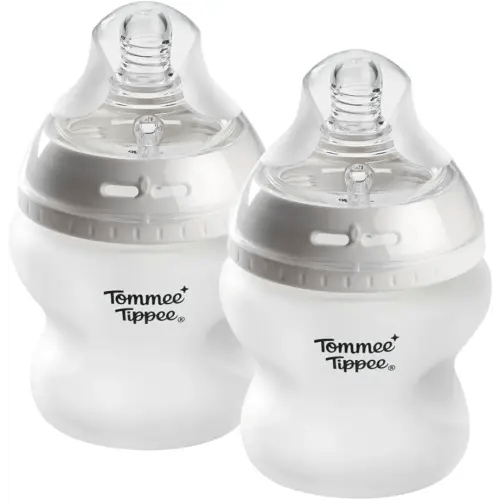 Tommee Tippee Natural Start Silicone Coated Glass Baby Bottles for Feeding from Newborn Up, 5oz, 2 Pack