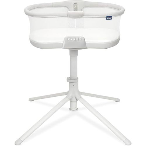 HALO BassiNest Soothing Swivel Sleeper 3.0S – Over-Bed Baby Bassinet with 360 Rotation, Adjustable Height, Breathable Mesh, Calm Sounds & Vibrations, Safe Close Sleeping, Lowering Wall for Easy Access