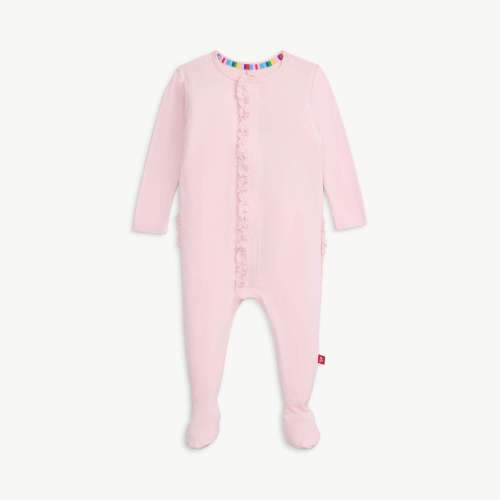 pink dogwood RightFit™ magnetic parent favorite footie with ruffles – Magnetic Me