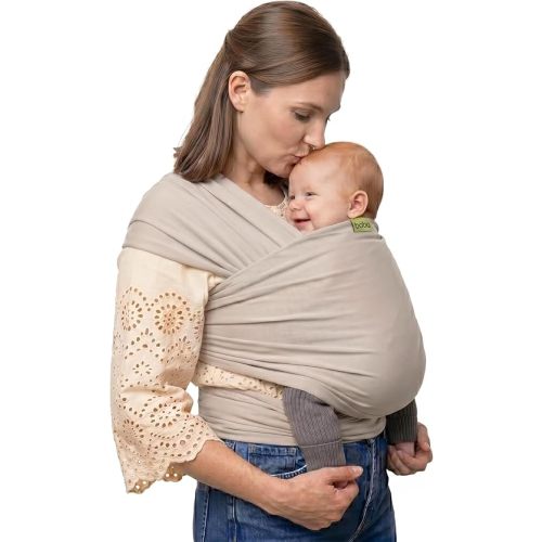 Boba Baby Wrap Carrier – Original Baby Sling Carrier for Newborns (7–35 lbs), Soft, Secure, Hands-Free & Ergonomic, Ideal for Comfortable Bonding, New Parents (Beige)