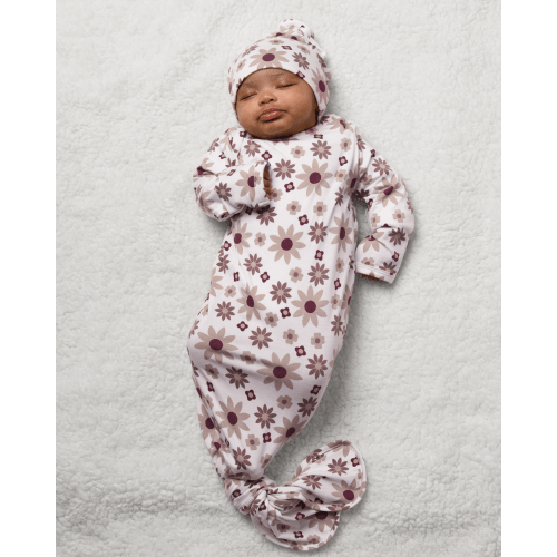 Bamboo Knotted Baby Gown | Burgundy Plum | Kindred Bravely