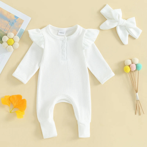 Ruffled Ribbed Solid Onesie & Bow for Baby Girls – Bitsy Bug Boutique