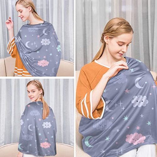 Nursing Cover Breastfeeding Scarf - Baby Car Seat Covers, Infant Stroller Cover for Girls and Boys by YOOFOSS (Grey Cloud)