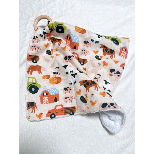 Farm Themed Baby lovey made with flannel and minky fabric|farm animal|old McDonald| country baby|baby boy|farm aesthetic|mom to be|baby gift