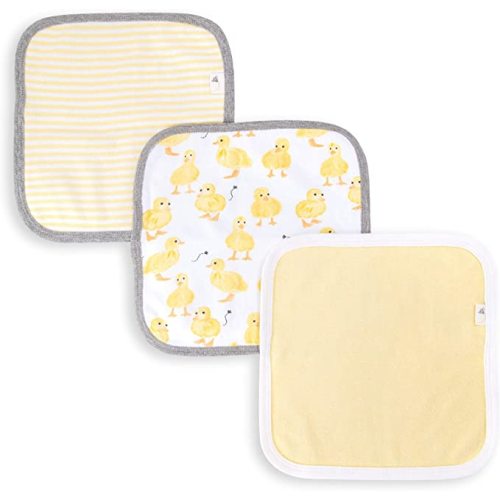 Burt's Bees Baby Infant Washcloths, 100% Organic Cotton, Soft and Super Absorbent Knit Terry Wash Cloth - 3 Pack Set - Little Ducks - 3-Pack