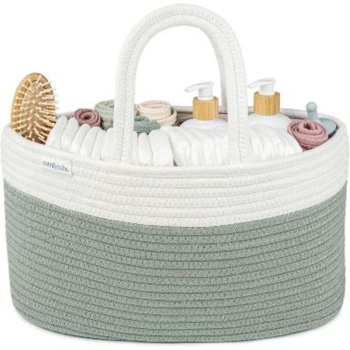 Large Portable Baby Diaper Caddy Organizer Nursery Storage Bin and Car Travel Basket by Comfy Cubs - Sage
