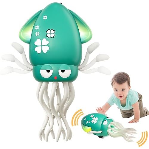 Crawling Dancing Octopus Baby Toy - Infant Tummy Time Toys 3 4 5 6 7 8 9 10 11 12 Babies Boy 3-6 6-12 Learning Crawl 9-12 12-18 Walking Toddler 36 Months Old Music Development 1st Birthday Gifts