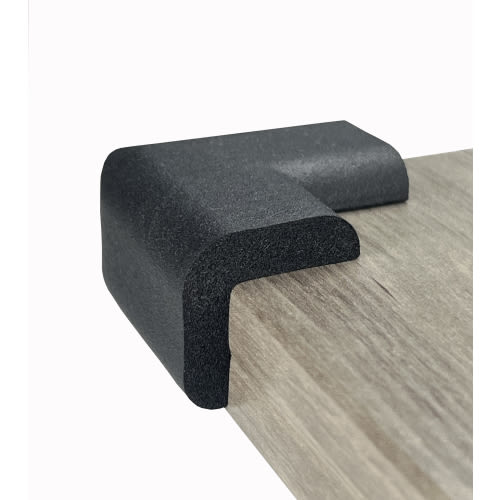 KidKusion Foam Rubber Corner Guards for Tables, Furniture, With Tape, 4 CT, Black