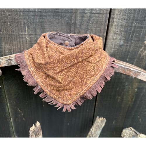 Tooled Leather Buckaroo Baby Bib