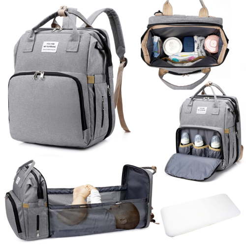 Diaper Bag Backpack, Multipurpose Baby Diaper Bag for Moms and Dads - Baby Registry Search Newborn Essentials - Unisex Case, Gray