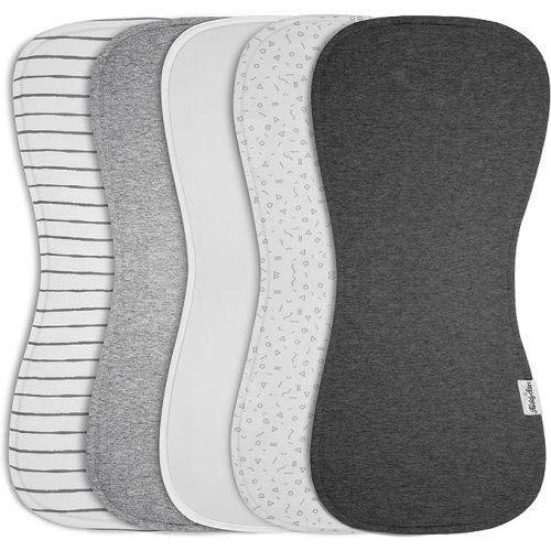 5-Pack Burp Cloths – Organic Cotton, Soft, Large & Absorbent 3-Layer Towels for Newborns – Essential for Feeding & Spit-Up