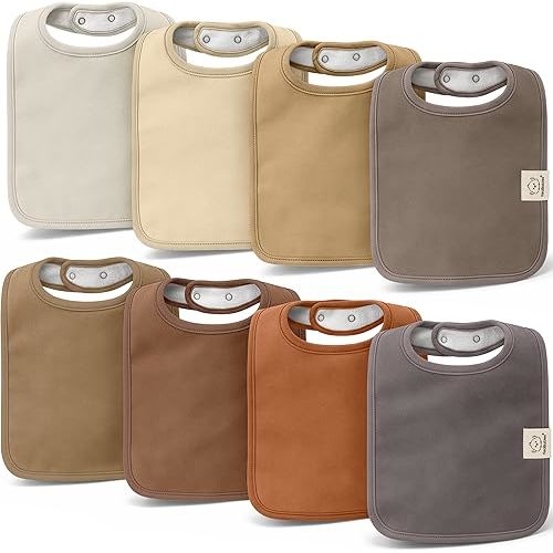 KeaBabies 8-Pack Organic Baby Bibs for Boys, Girls - Super Absorbent Cotton Drool Bibs for Baby Girl & Boy, Teething Toddler, Drooling Newborn, Ultra Soft & Machine Washable (Terracotta)