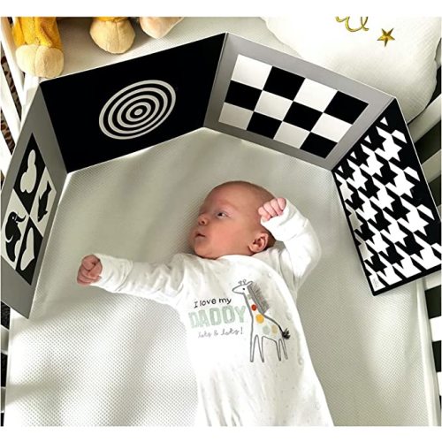 Samuel Sensory Baby Sensory & Development Fold Out Boards, Black and White, Simple Geometric Shapes, Made from 700GSM Card, Stands Independently.