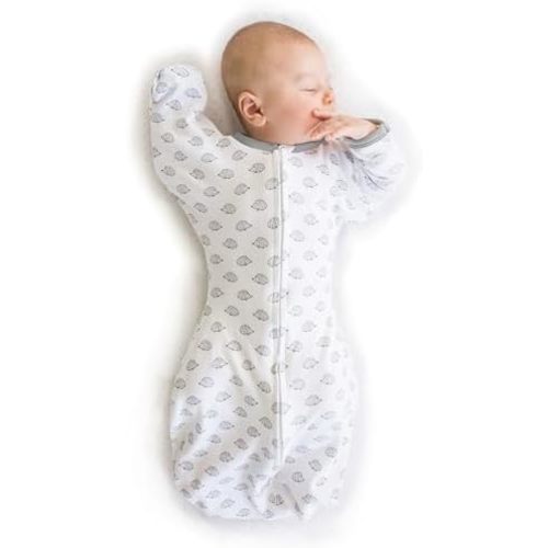 SwaddleDesigns Transitional Swaddle Sack, Arms Up Half-Length Sleeve Mitten Cuff, Most Gradual Transition Swaddle for Newborn