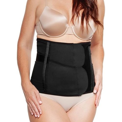 Belly Bandit Luxe Postpartum Belly Wrap - Post Pregnancy Belly Band with Five Levels of Targeted Compression for the Perfect Cinch - Postpartum Essentials, Black, X-Large