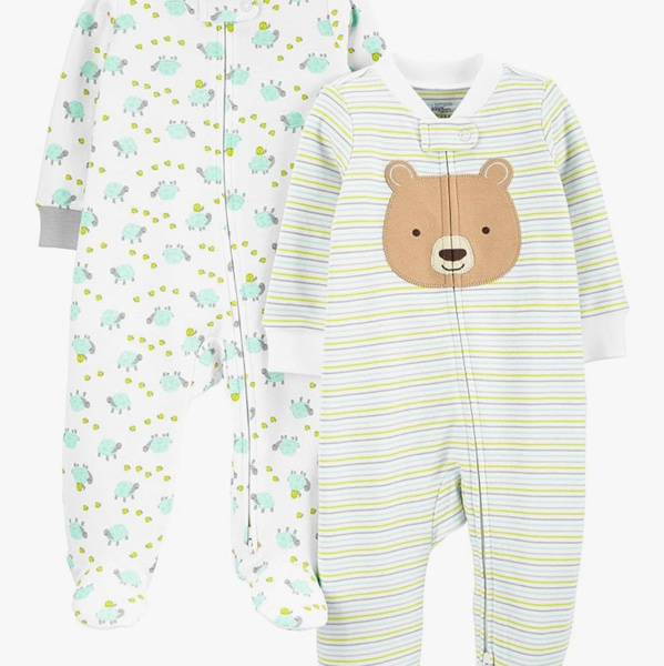 3-6 M, Simple Joys by Carter's Baby Neutral 2-pack Cotton Footed Sleep and Play