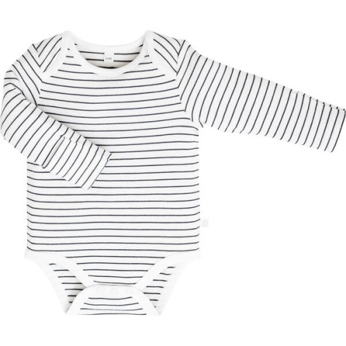 Long Sleeve Bodysuit, Grey Stripe - MORI | Maisonette