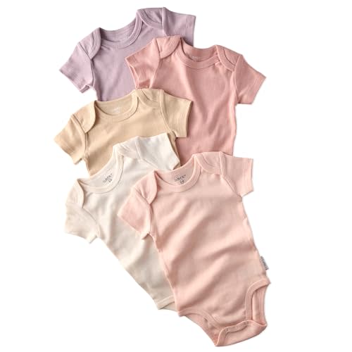 Butterblu Avery Multipack Short Sleeve Bodysuits 100% Organic Cotton | GOTS certified Organic Cotton for Baby & Toddler Girls, Boys, Easy Snap On Closure, Machine Wash, 5-Pack, 10-Pack