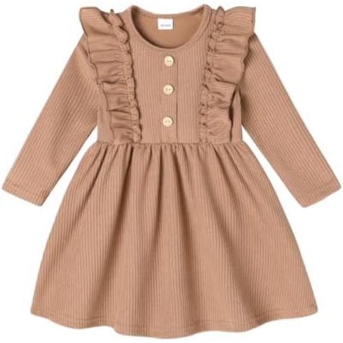 JEELLIGULAR Toddler Baby Girl Sweater Dress Fall Winter Clothes Outfits for Little Girls Long Sleeve Crew Neck Knit Dress