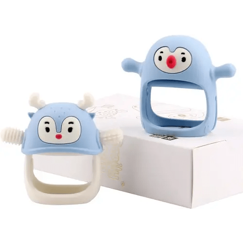 Smily Mia Penguin and Reindeer 2Pack Baby Teething Toys Gift Set for 0-18Months Babies