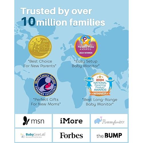 HelloBaby Upgrade 5’’ Baby Monitor with 30-Hour Battery, 2 Cameras Pan-Tilt-Zoom, 1000ft Range Video Audio Baby Monitor No WiFi, VOX, Night Vision, 2-Way Talk, 8 Lullabies and Temperature