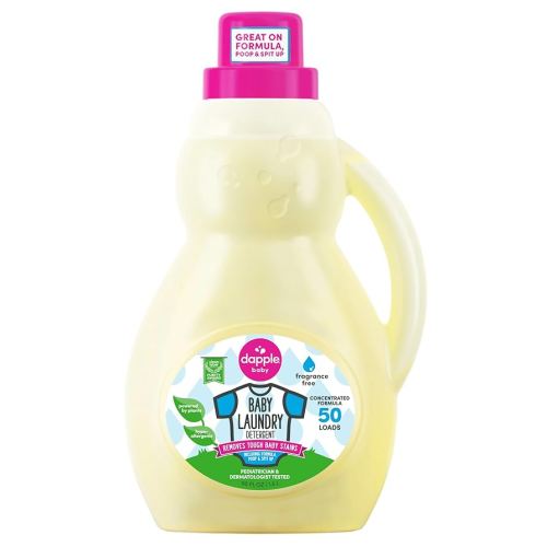 Baby Laundry Detergent by Dapple Baby, Concentrated & Hypoallergenic, Powered by Plants, Stain Removing Natural Ingredients, Fragrance Free, 50 Fl Oz (Pack of 1)