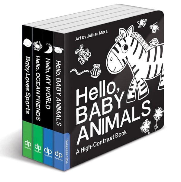 High Contrast Baby Book Set: 4 Board Books for Newborns