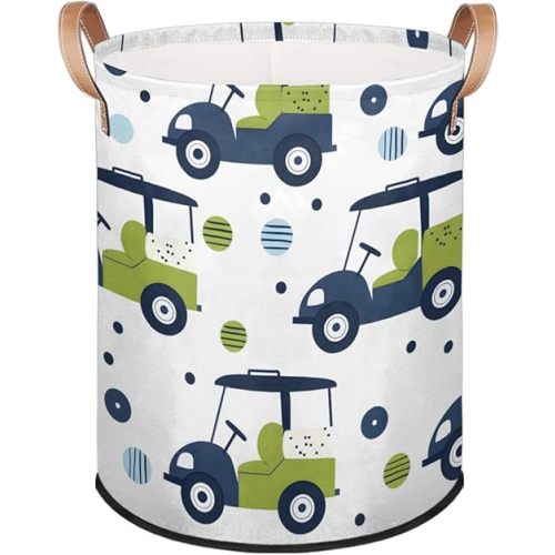 Golf Laundry Baskets,Round Large Hamper Basket,Collapsible Storage Basket Bins for Dirty Clothes Kids Toys Baby Blanket Organizer Nursery Bedroom Bathroom Storage Decor