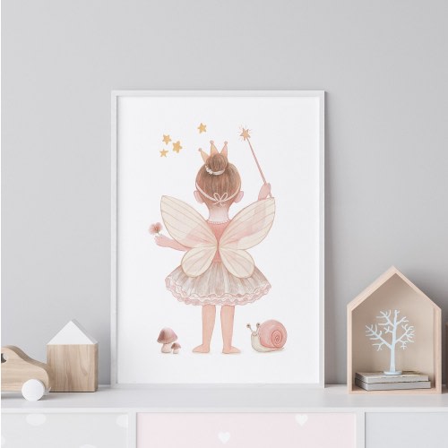 Fee-Prinzessin-Druck,Original-Aquarell Gemälde für Kinderzimmer, Mädchenzimmer-Poster, Geschenke für Mädchen, Kinderzimmer-Wandkunst
